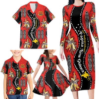 Papua New Guinea 50th Independence Family Matching Long Sleeve Bodycon Dress and Hawaiian Shirt PNG Batik Pattern - Polynesian Pride