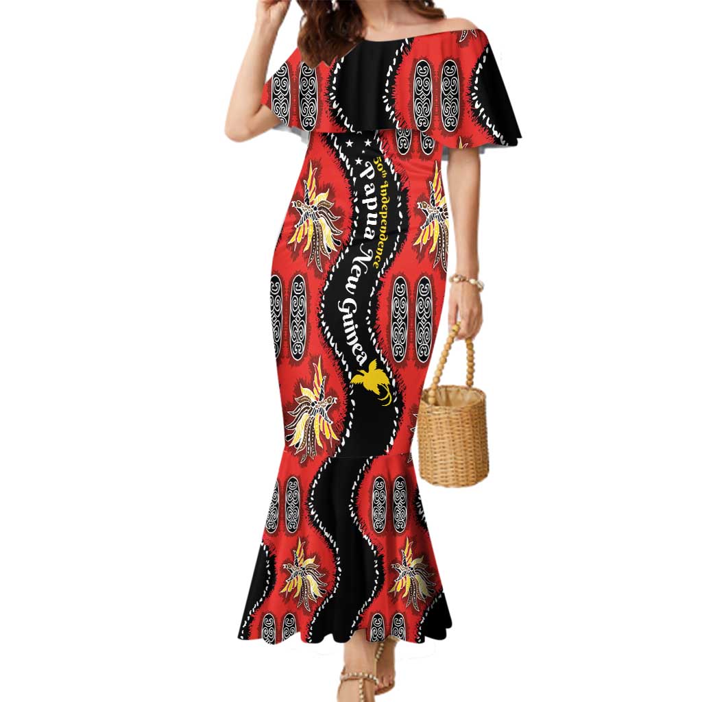 Papua New Guinea 50th Independence Family Matching Mermaid Dress and Hawaiian Shirt PNG Batik Pattern - Polynesian Pride