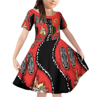 Papua New Guinea 50th Independence Family Matching Off Shoulder Short Dress and Hawaiian Shirt PNG Batik Pattern - Polynesian Pride