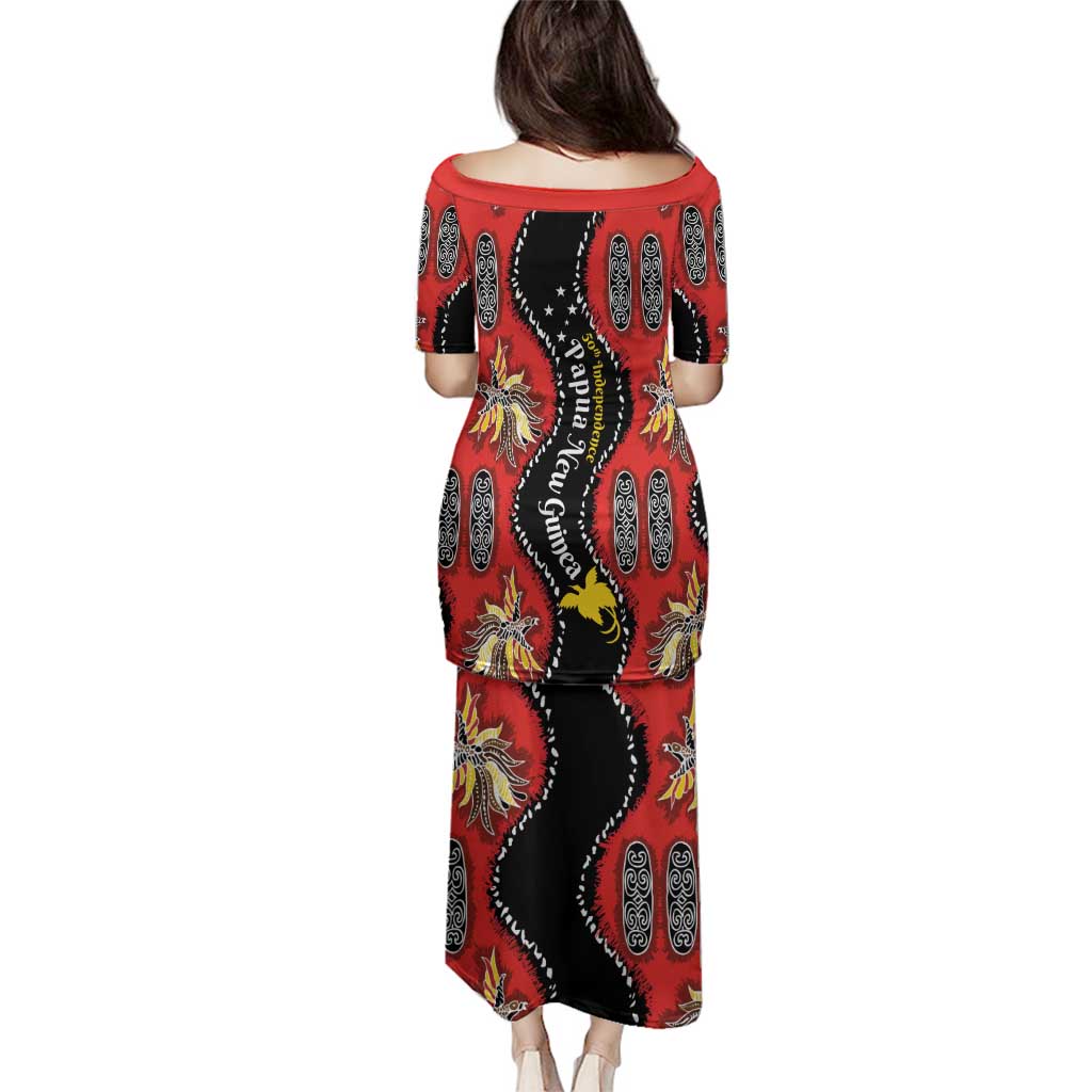 Papua New Guinea 50th Independence Family Matching Puletasi and Hawaiian Shirt PNG Batik Pattern - Polynesian Pride