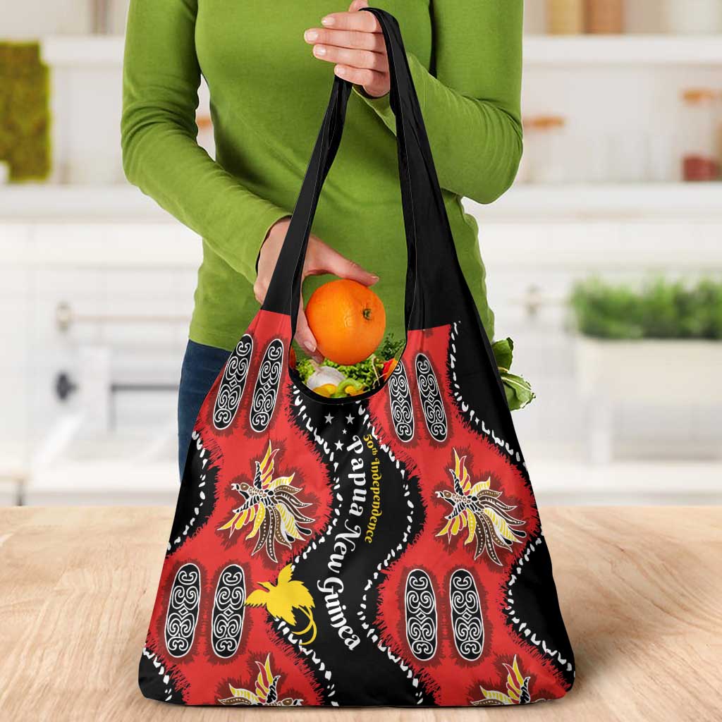 Papua New Guinea 50th Independence Grocery Bag PNG Batik Pattern - Polynesian Pride