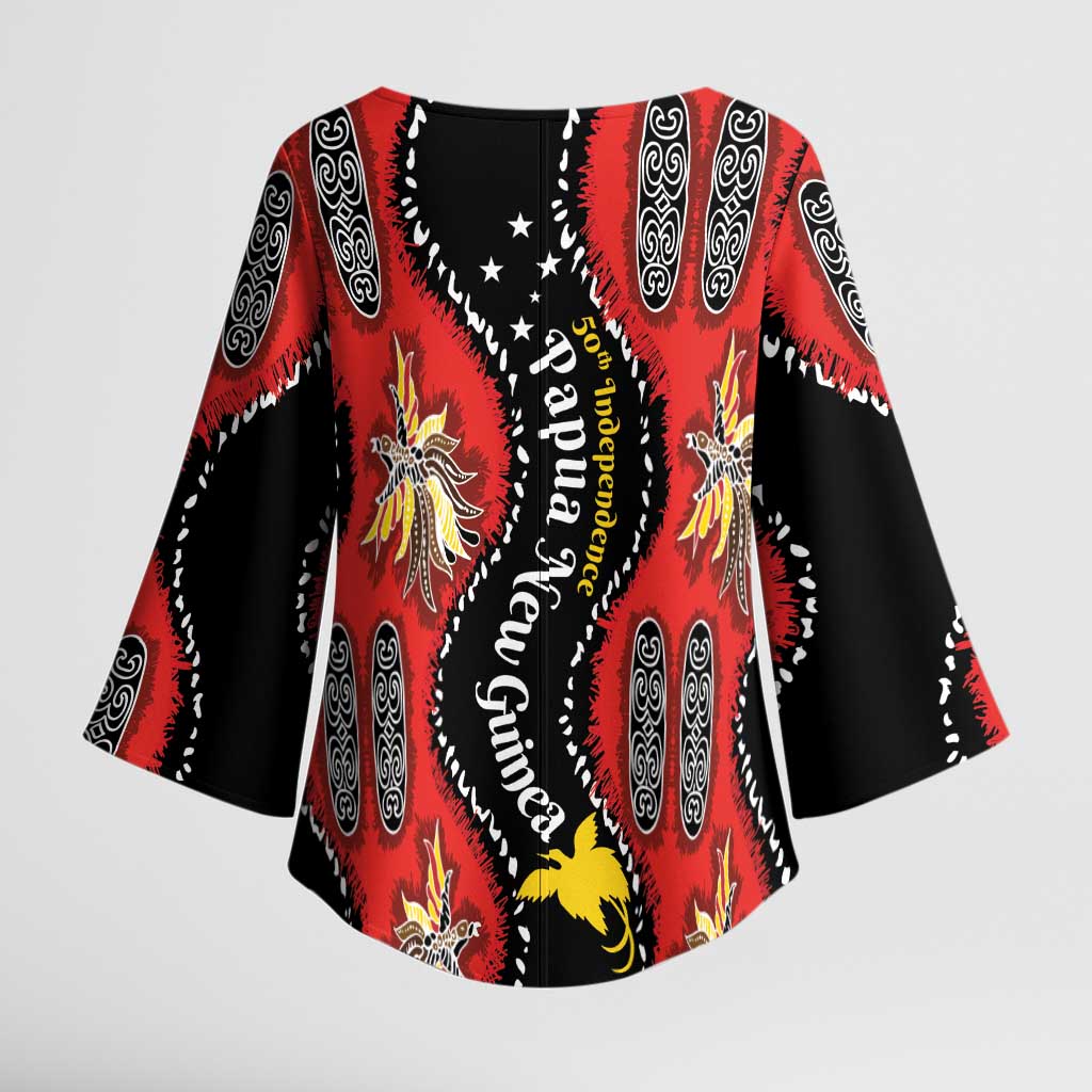 Papua New Guinea 50th Independence Kimono Sleeve Blouse PNG Batik Pattern - Polynesian Pride