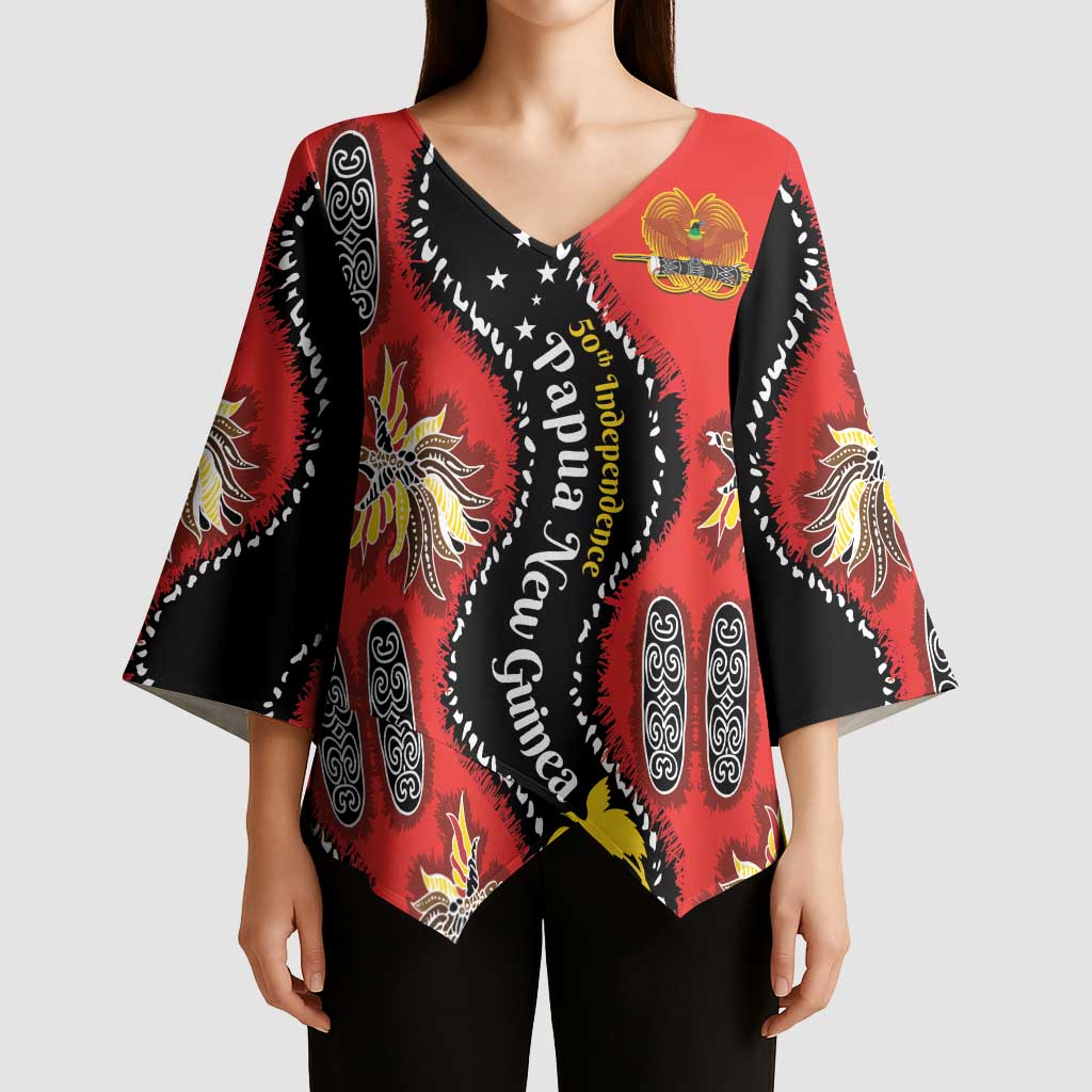 Papua New Guinea 50th Independence Kimono Sleeve Blouse PNG Batik Pattern - Polynesian Pride