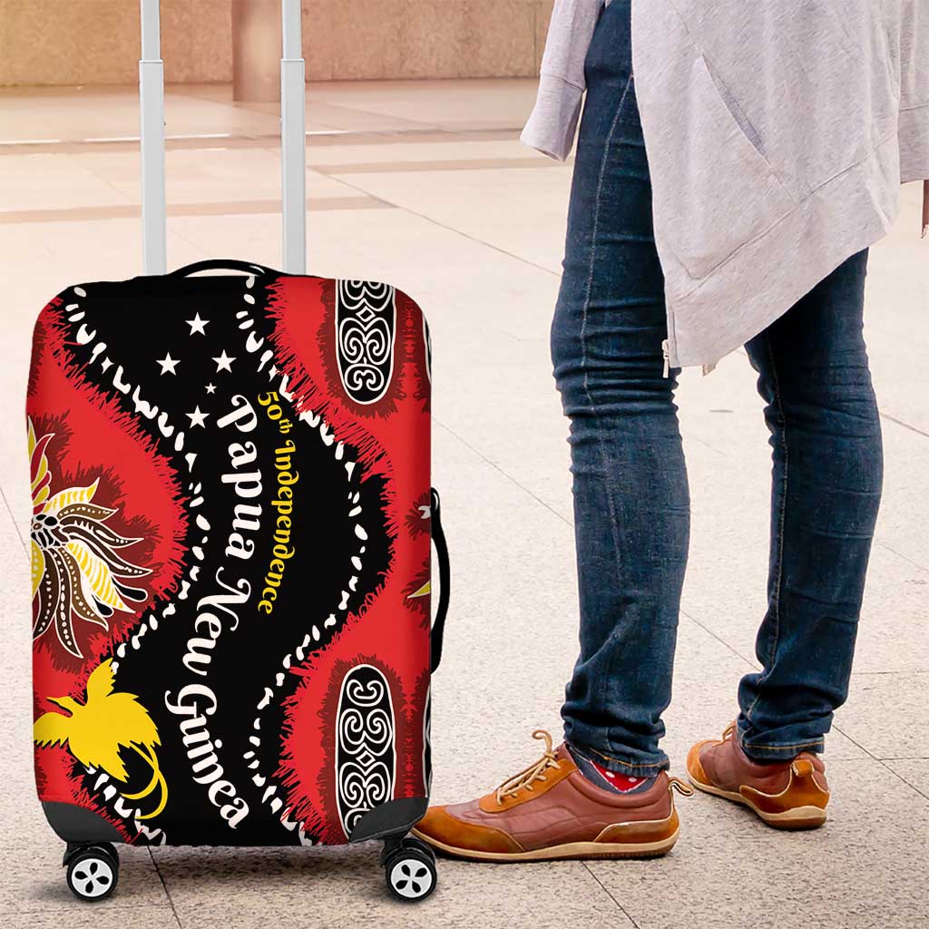 Papua New Guinea 50th Independence Luggage Cover PNG Batik Pattern - Polynesian Pride