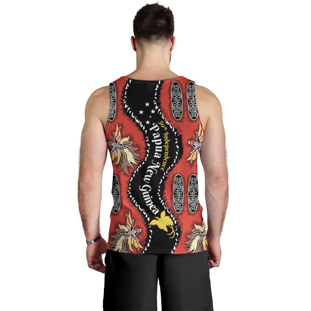Papua New Guinea 50th Independence Men Tank Top PNG Batik Pattern - Polynesian Pride