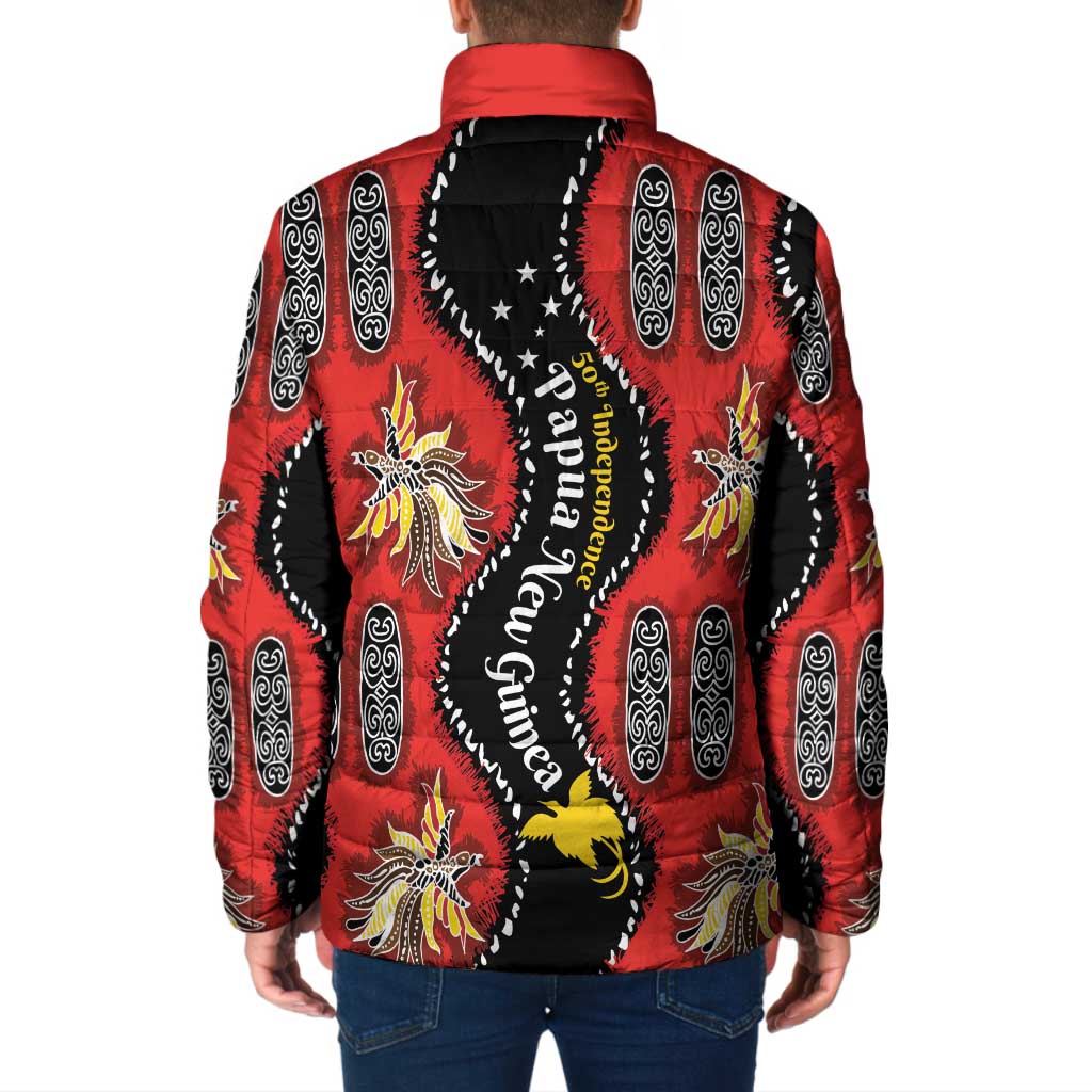 Papua New Guinea 50th Independence Padded Jacket PNG Batik Pattern - Polynesian Pride