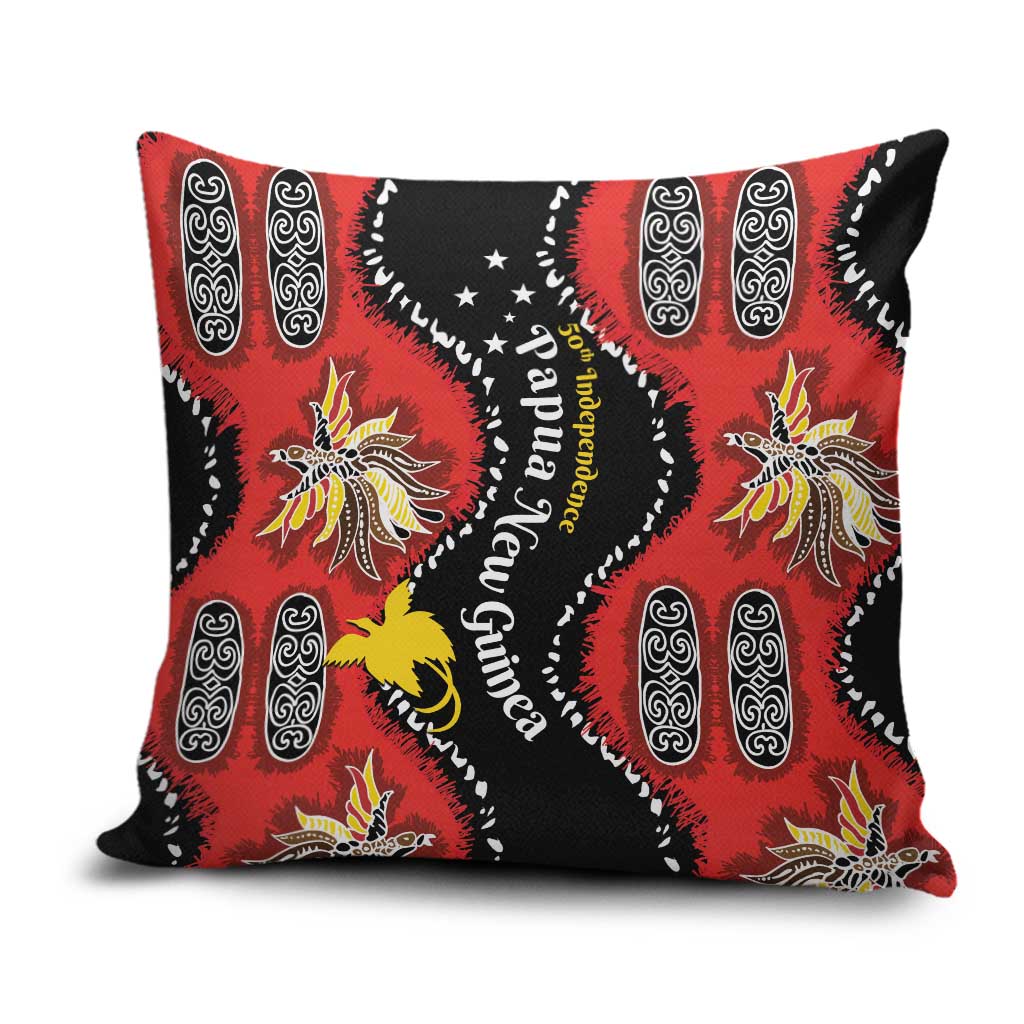 Papua New Guinea 50th Independence Pillow Cover PNG Batik Pattern - Polynesian Pride