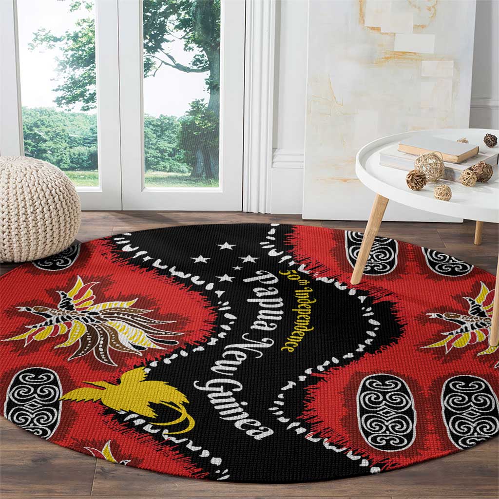 Papua New Guinea 50th Independence Round Carpet PNG Batik Pattern - Polynesian Pride