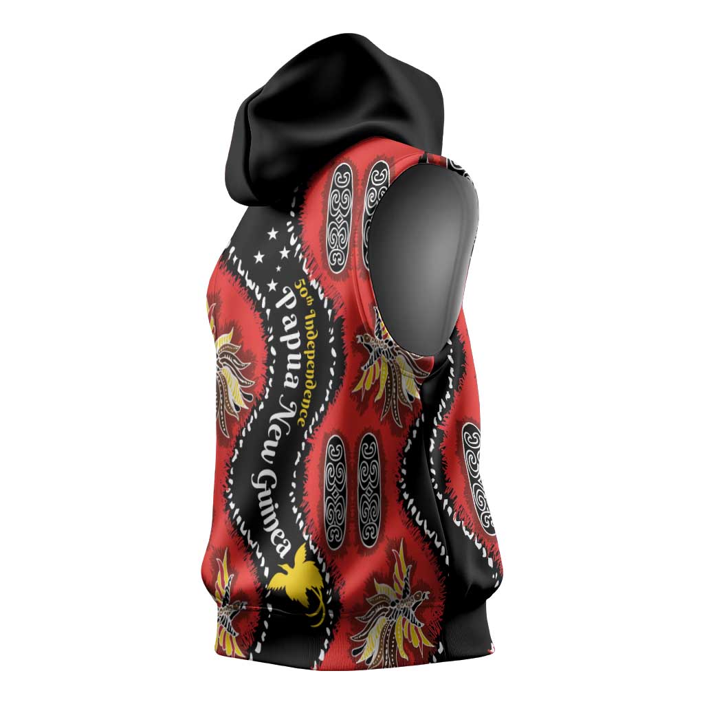 Papua New Guinea 50th Independence Sleeveless Hoodie PNG Batik Pattern - Polynesian Pride