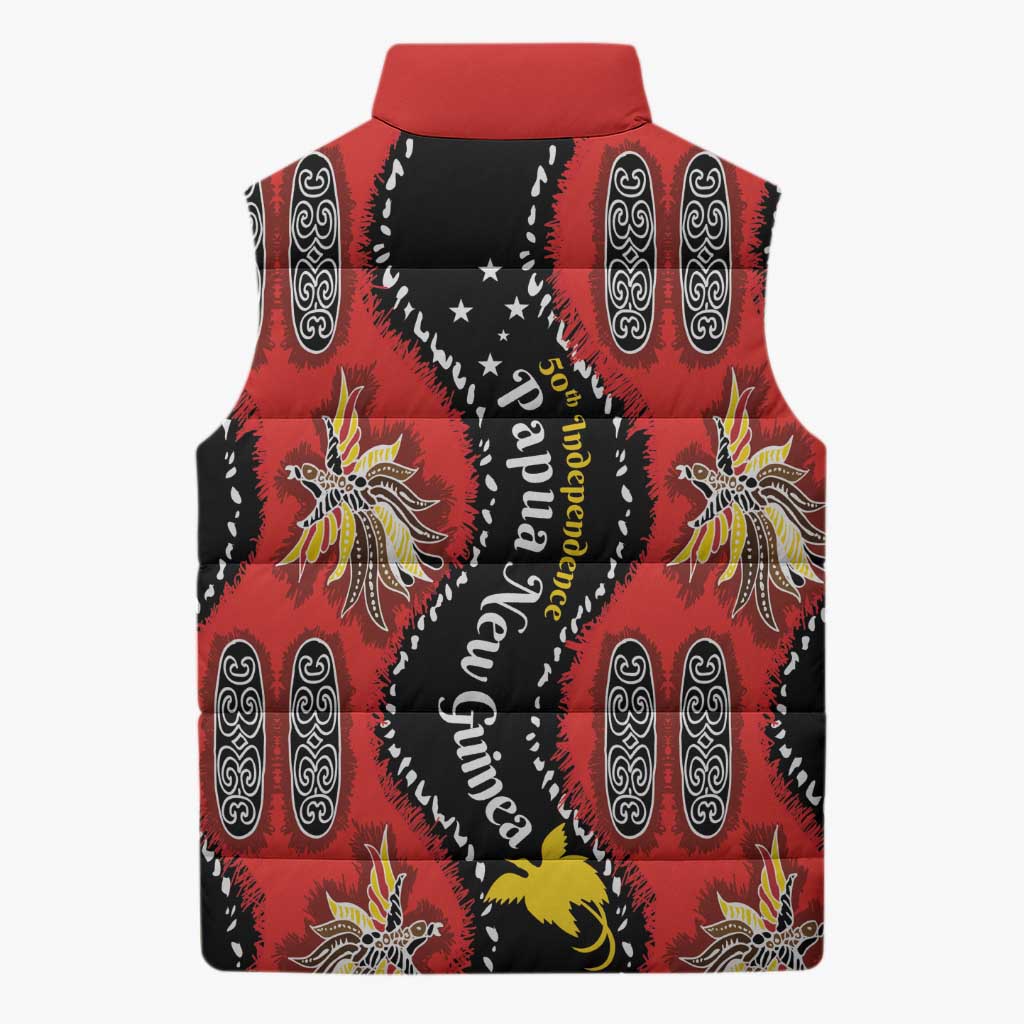 Papua New Guinea 50th Independence Sleeveless Puffer Jacket PNG Batik Pattern - Polynesian Pride