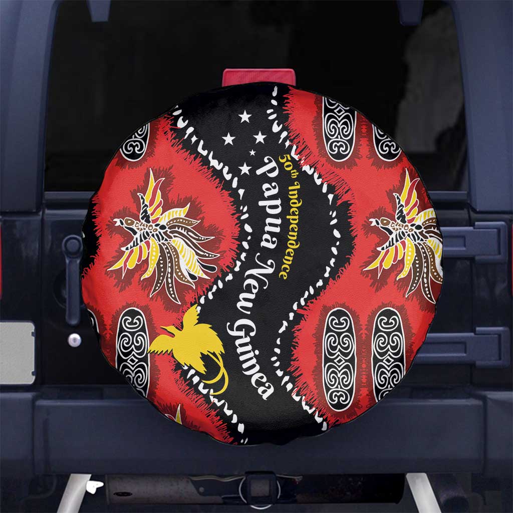 Papua New Guinea 50th Independence Spare Tire Cover PNG Batik Pattern - Polynesian Pride