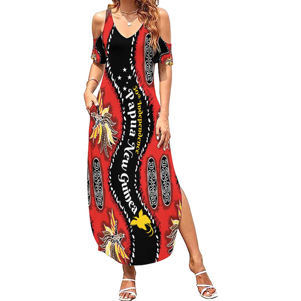 Papua New Guinea 50th Independence Summer Maxi Dress PNG Batik Pattern - Polynesian Pride