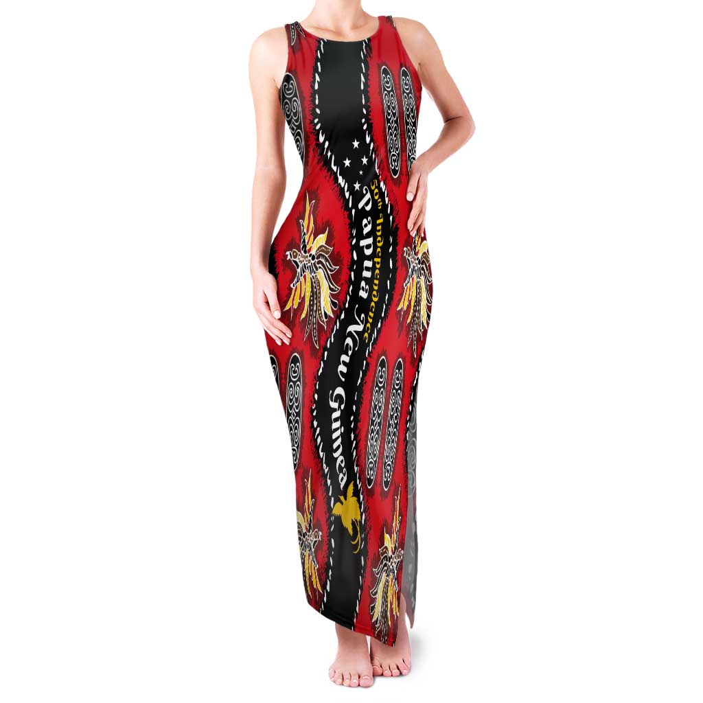 Papua New Guinea 50th Independence Tank Maxi Dress PNG Batik Pattern - Polynesian Pride