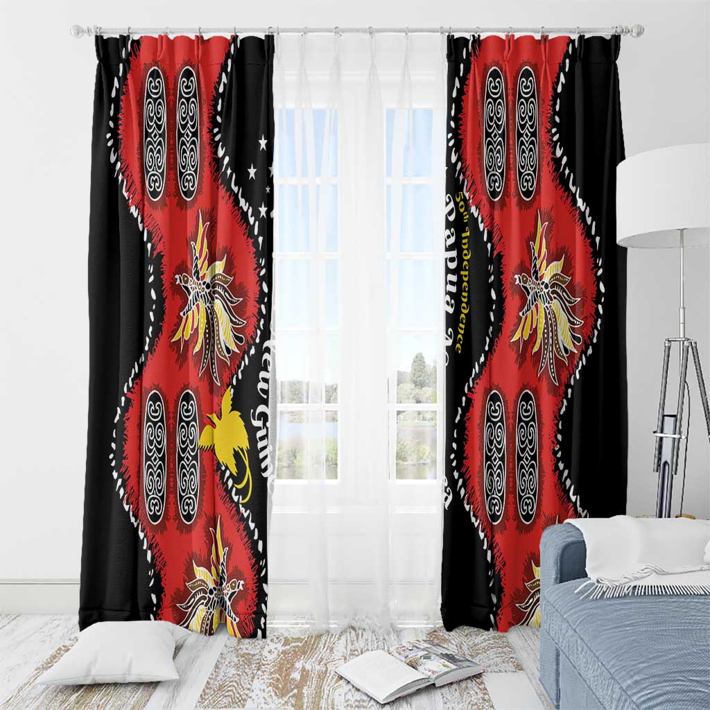 Papua New Guinea 50th Independence Window Curtain PNG Batik Pattern - Polynesian Pride