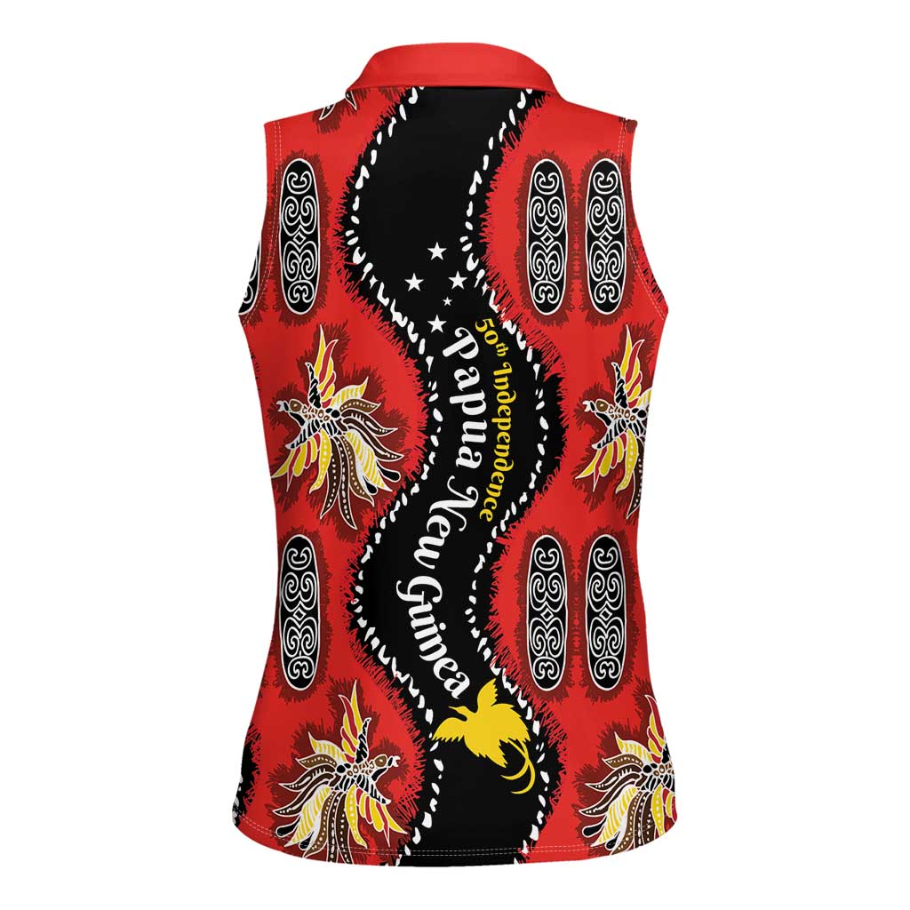 Papua New Guinea 50th Independence Women Sleeveless Polo Shirt PNG Batik Pattern - Polynesian Pride