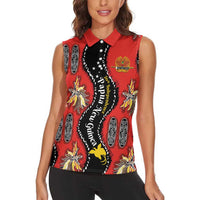 Papua New Guinea 50th Independence Women Sleeveless Polo Shirt PNG Batik Pattern - Polynesian Pride