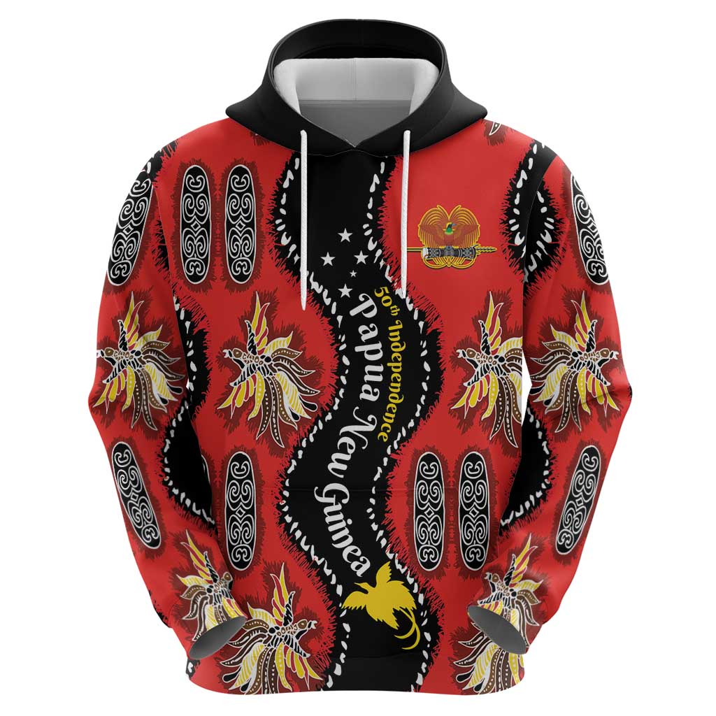 Papua New Guinea 50th Independence Zip Hoodie PNG Batik Pattern - Polynesian Pride