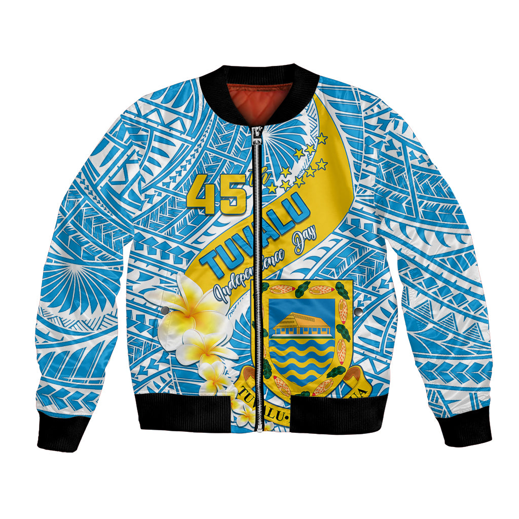 personalised-tuvalu-independence-day-bomber-jacket-plumeria-45th-anniversary