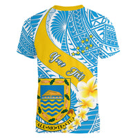 personalised-tuvalu-independence-day-women-v-neck-t-shirt-plumeria-45th-anniversary