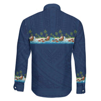 Hawaii Santa Riding Sea Turtle Family Matching Off Shoulder Short Dress and Hawaiian Shirt Mele Kalikimaka Polynesian Pattern LT01 - Polynesian Pride
