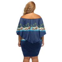 Hawaii Santa Riding Sea Turtle Family Matching Off Shoulder Short Dress and Hawaiian Shirt Mele Kalikimaka Polynesian Pattern LT01 - Polynesian Pride