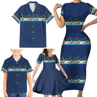 Hawaii Santa Riding Sea Turtle Family Matching Short Sleeve Bodycon Dress and Hawaiian Shirt Mele Kalikimaka Polynesian Pattern LT01 - Polynesian Pride