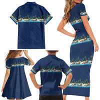 Hawaii Santa Riding Sea Turtle Family Matching Short Sleeve Bodycon Dress and Hawaiian Shirt Mele Kalikimaka Polynesian Pattern LT01 - Polynesian Pride