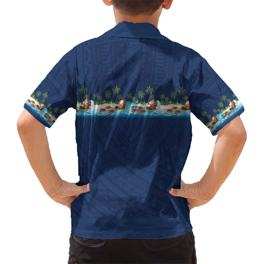 Hawaii Santa Riding Sea Turtle Family Matching Tank Maxi Dress and Hawaiian Shirt Mele Kalikimaka Polynesian Pattern LT01 - Polynesian Pride