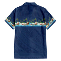 Hawaii Santa Riding Sea Turtle Hawaiian Shirt Mele Kalikimaka Polynesian Pattern - Polynesian Pride