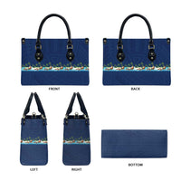 Hawaii Santa Riding Sea Turtle Leather Bag Mele Kalikimaka Polynesian Pattern - Polynesian Pride
