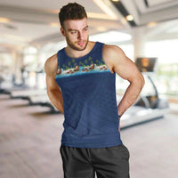 Hawaii Santa Riding Sea Turtle Men Tank Top Mele Kalikimaka Polynesian Pattern - Polynesian Pride