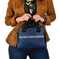 Hawaii Santa Riding Sea Turtle Shoulder Handbag Mele Kalikimaka Polynesian Pattern - Polynesian Pride