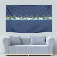 Hawaii Santa Riding Sea Turtle Tapestry Mele Kalikimaka Polynesian Pattern LT01 - Polynesian Pride