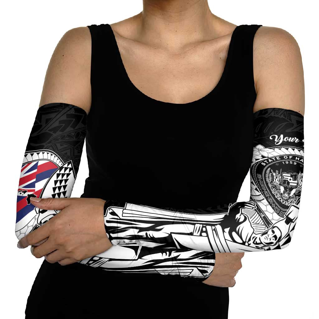 Personalized Hawaii King Kamehameha Arm Sleeves Flag Polynesian Pattern