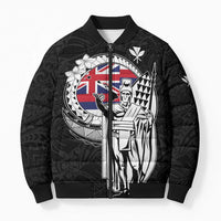 Personalized Hawaii King Kamehameha Bomber Puffer Jacket Flag Polynesian Pattern
