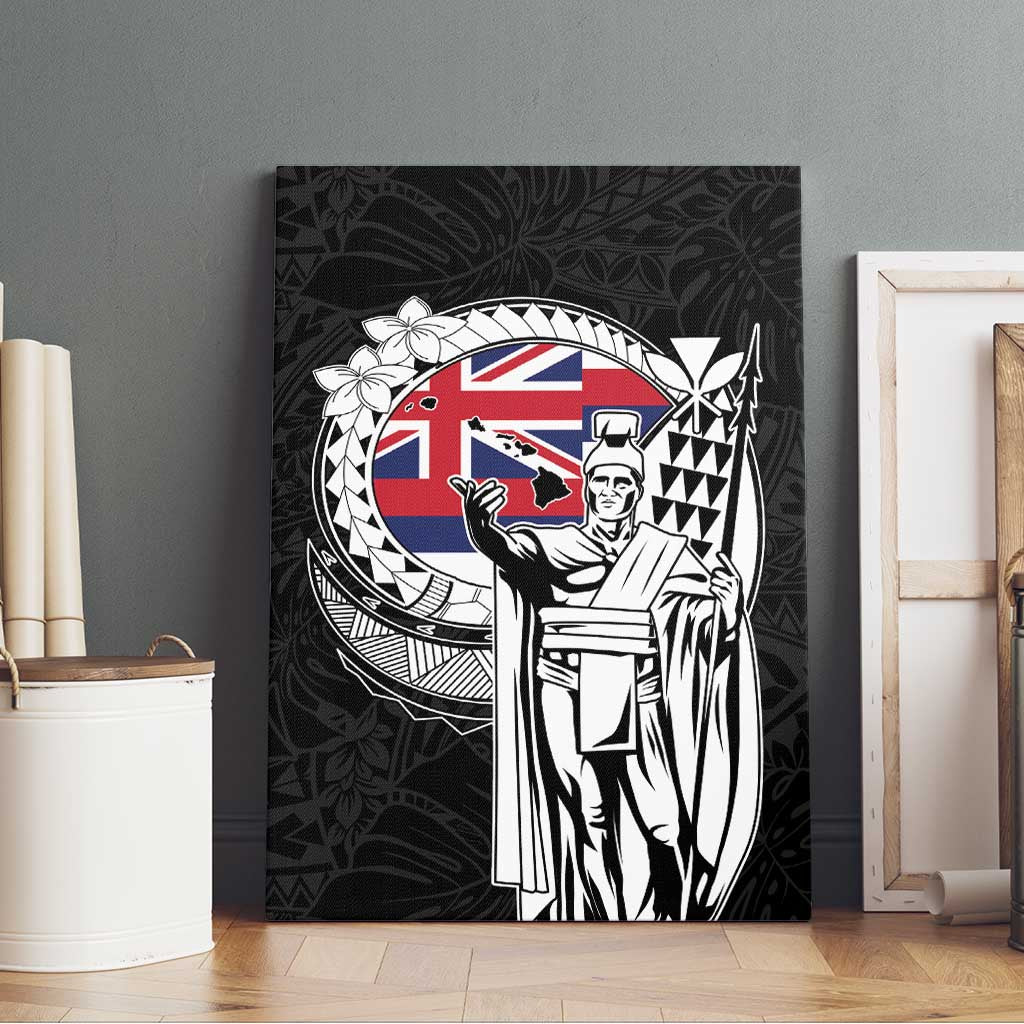 Hawaii King Kamehameha Canvas Wall Art Flag Polynesian Pattern