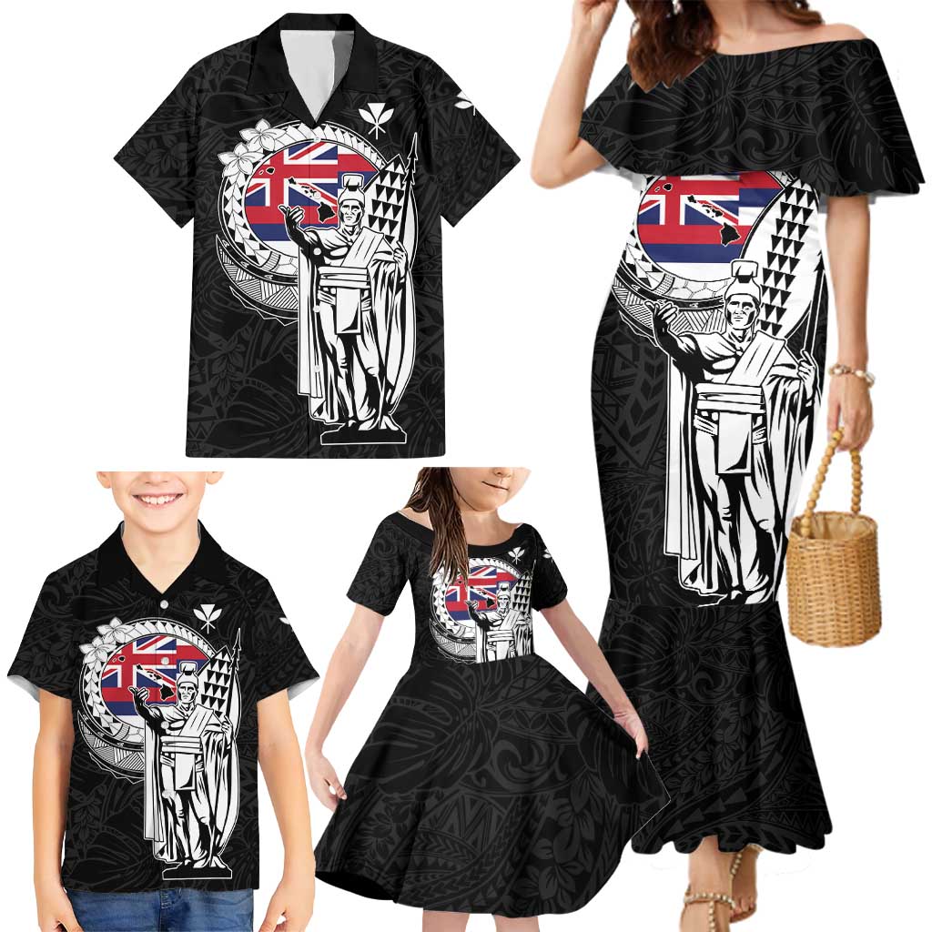 Personalized Hawaii King Kamehameha Family Matching Mermaid Dress and Hawaiian Shirt Flag Polynesian Pattern LT01 - Polynesian Pride