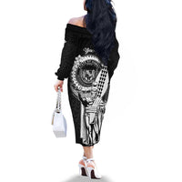 Personalized Hawaii King Kamehameha Family Matching Off The Shoulder Long Sleeve Dress and Hawaiian Shirt Flag Polynesian Pattern