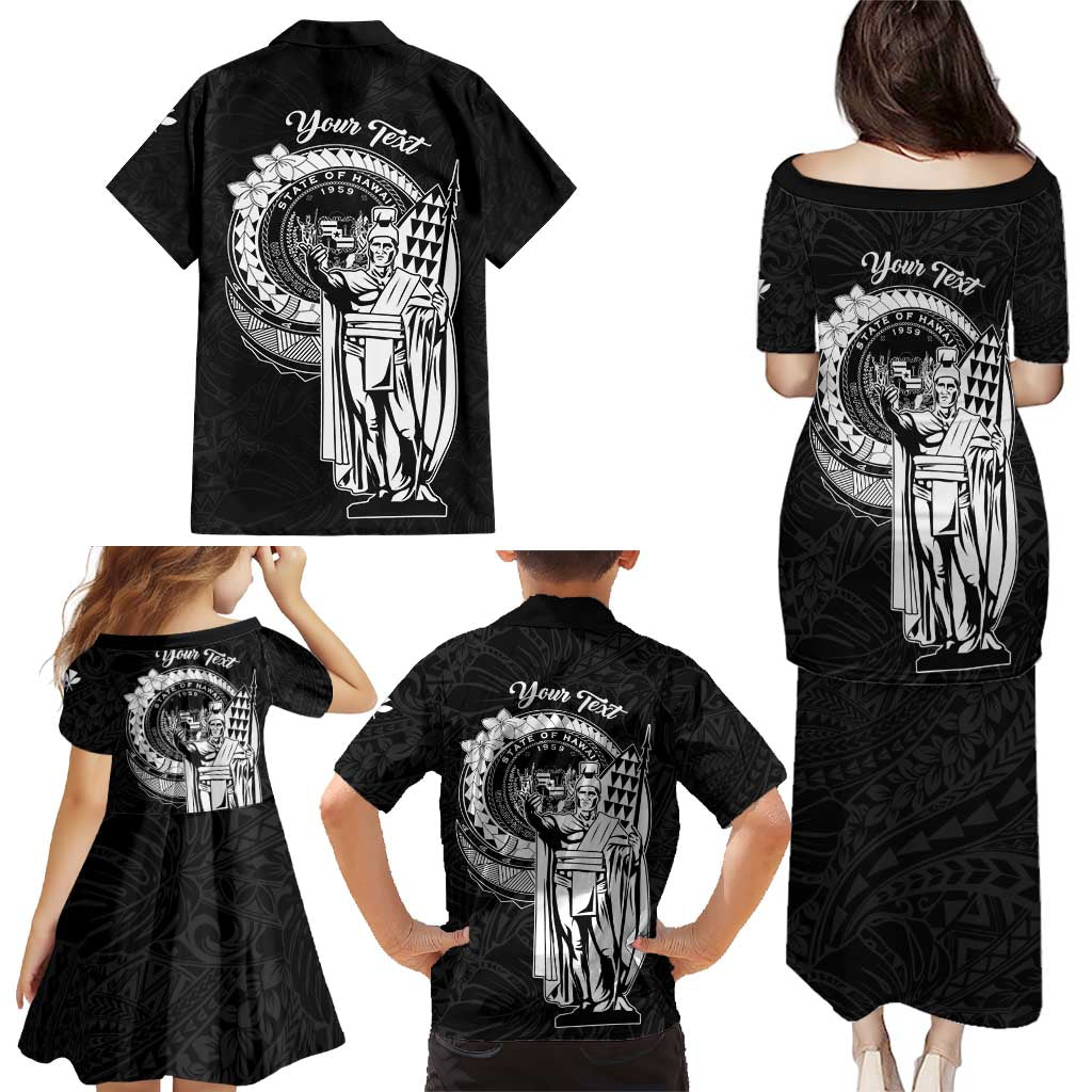 Personalized Hawaii King Kamehameha Family Matching Puletasi and Hawaiian Shirt Flag Polynesian Pattern