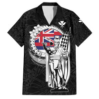 Personalized Hawaii King Kamehameha Family Matching Tank Maxi Dress and Hawaiian Shirt Flag Polynesian Pattern LT01 Dad's Shirt - Short Sleeve Black - Polynesian Pride
