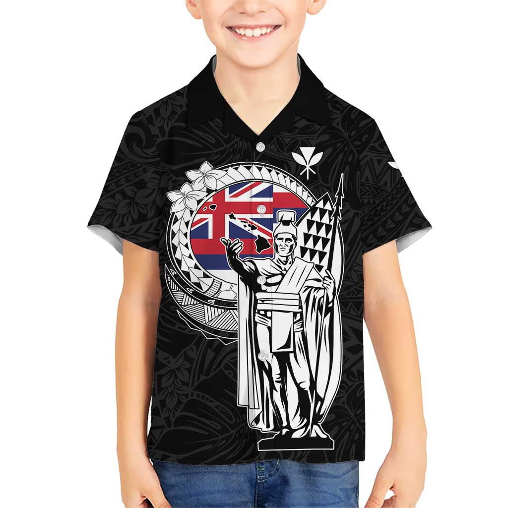 Personalized Hawaii King Kamehameha Family Matching Tank Maxi Dress and Hawaiian Shirt Flag Polynesian Pattern LT01 Son's Shirt Black - Polynesian Pride