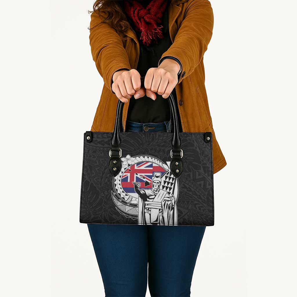 Hawaii King Kamehameha Leather Bag Flag Polynesian Pattern