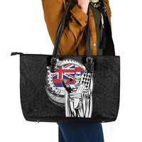Hawaii King Kamehameha Leather Tote Bag Flag Polynesian Pattern