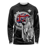 Personalized Hawaii King Kamehameha Long Sleeve Shirt Flag Polynesian Pattern