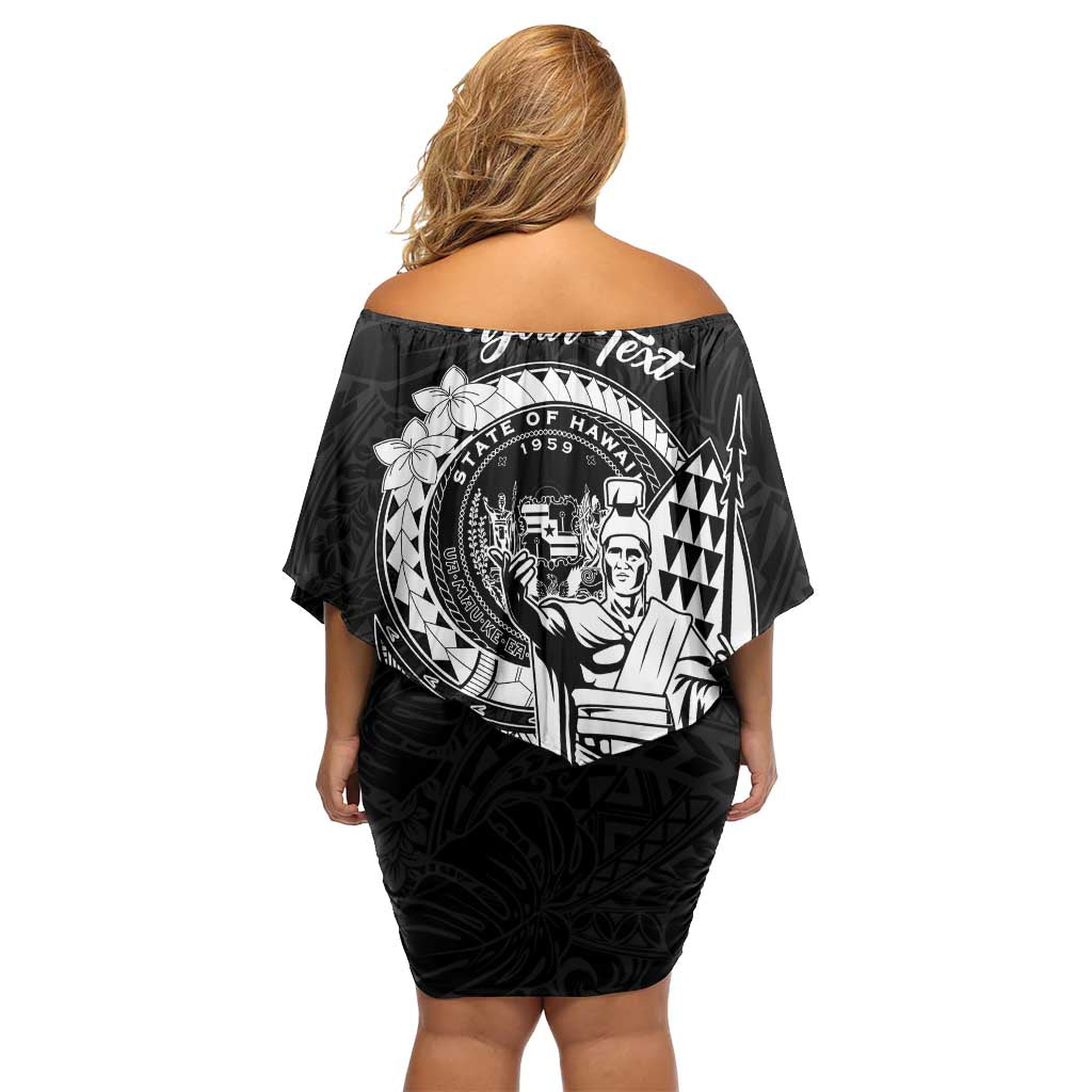 Personalized Hawaii King Kamehameha Off Shoulder Short Dress Flag Polynesian Pattern