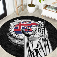 Hawaii King Kamehameha Round Carpet Flag Polynesian Pattern