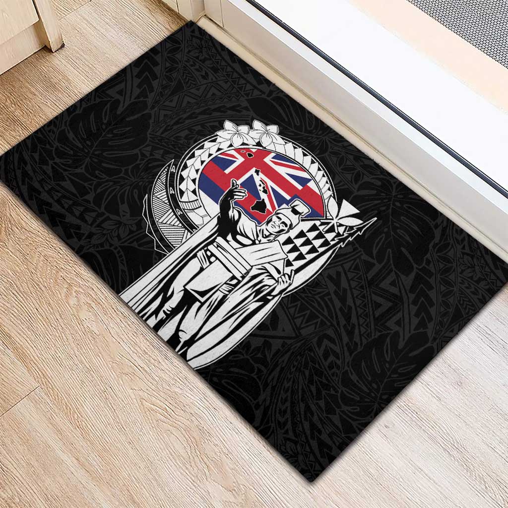 Hawaii King Kamehameha Rubber Doormat Flag Polynesian Pattern