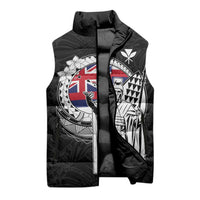 Personalized Hawaii King Kamehameha Sleeveless Puffer Jacket Flag Polynesian Pattern