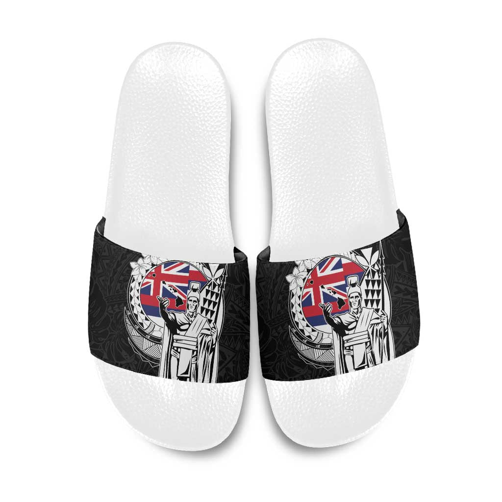 Hawaii King Kamehameha Slide Sandals Flag Polynesian Pattern