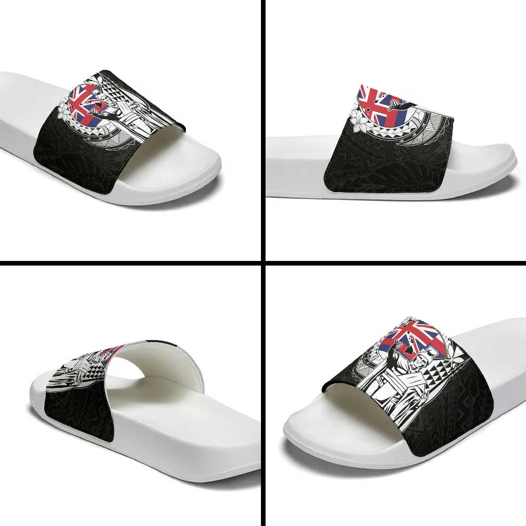 Hawaii King Kamehameha Slide Sandals Flag Polynesian Pattern